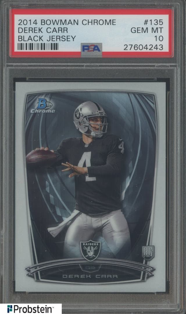 Derek Carr Bowman Chrome #135 Black Jersey