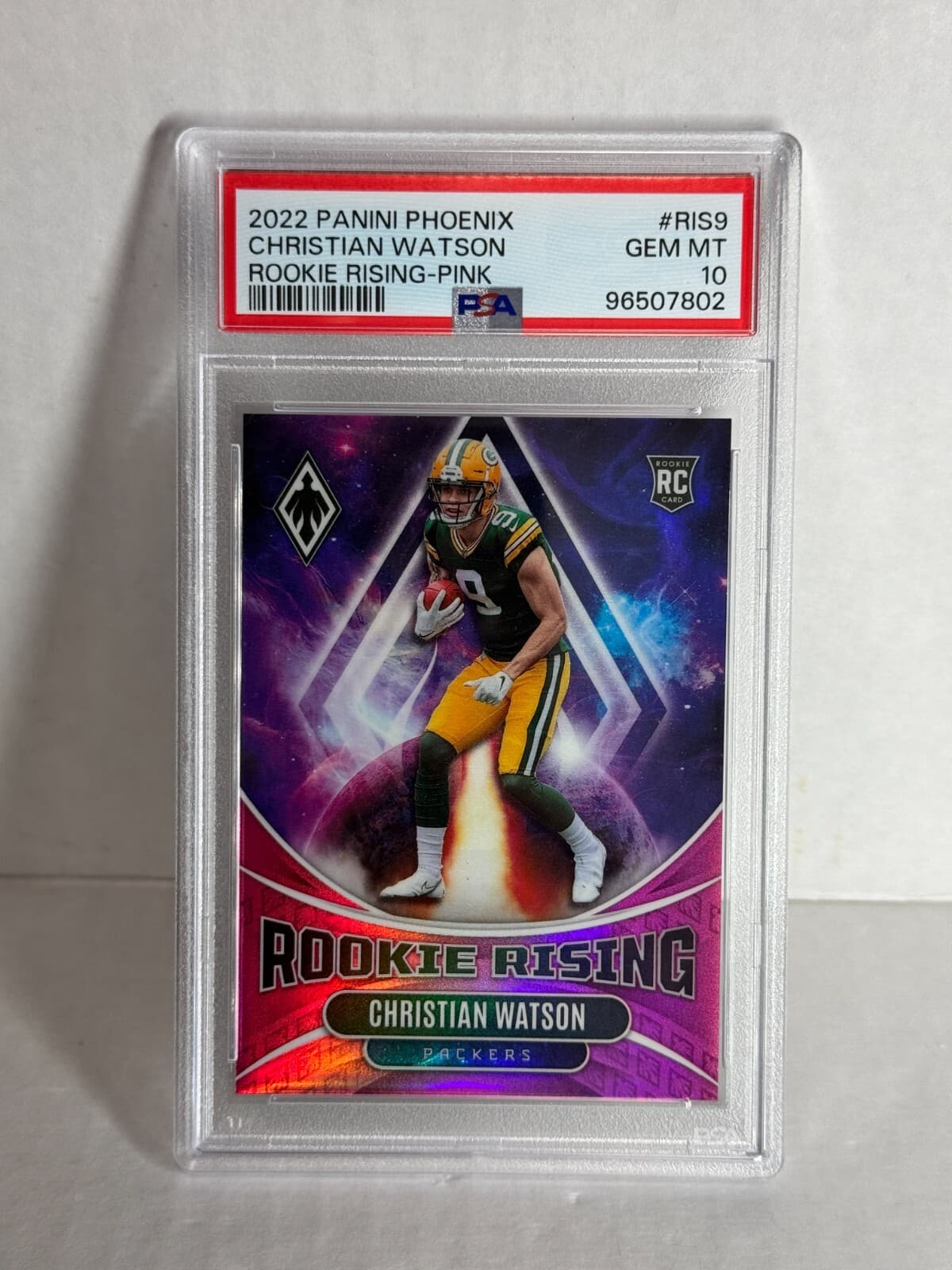 Christian Watson Panini Phoenix Rookie Rising #RIS9 Pink