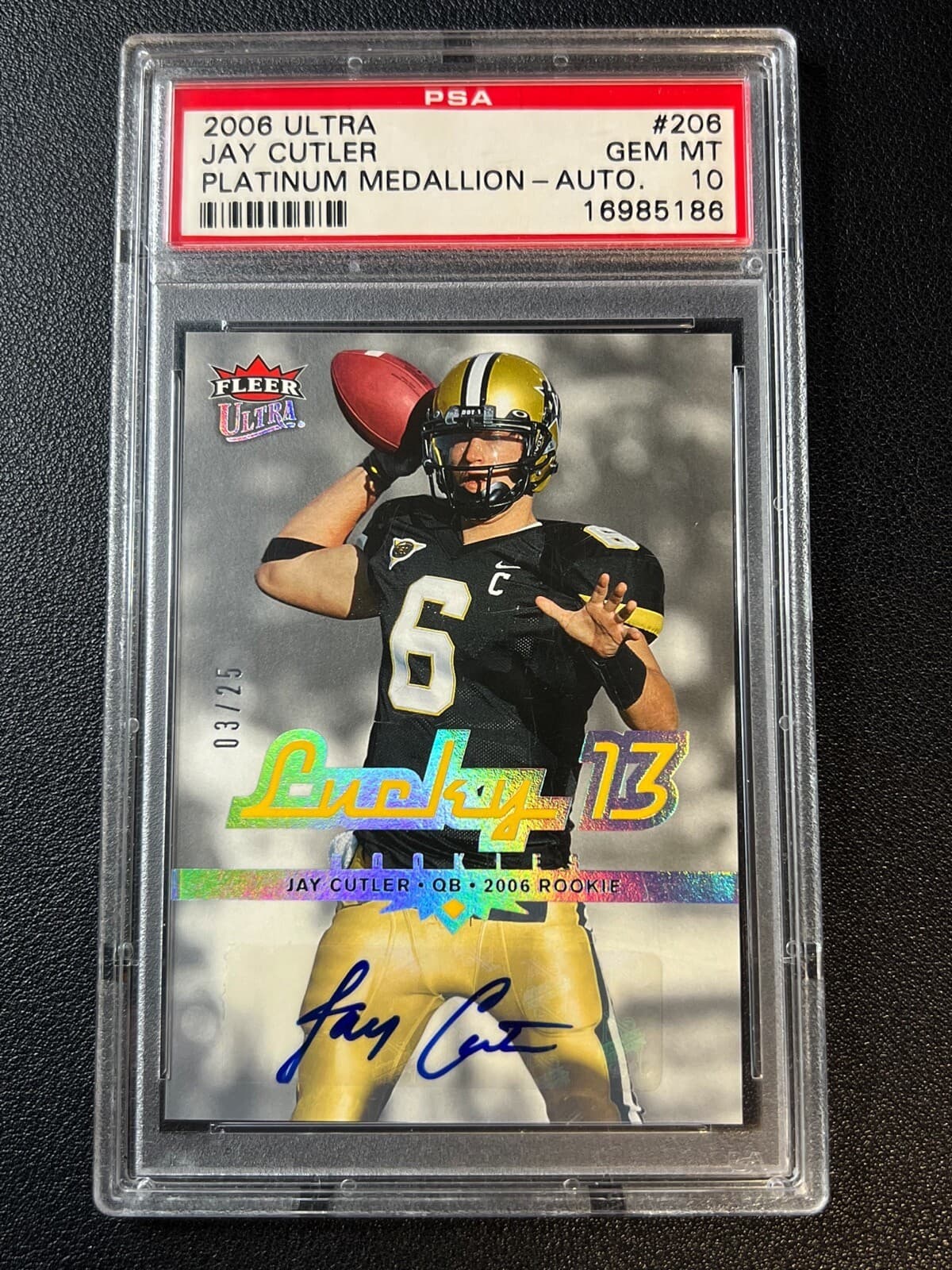 Jay Cutler Ultra #206 Platinum Medallion-Autograph