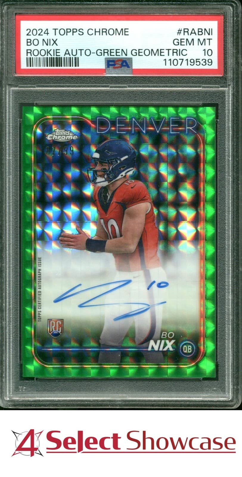 Bo Nix Topps Chrome Rookie Autographs Variations #RABNI Green Geometric