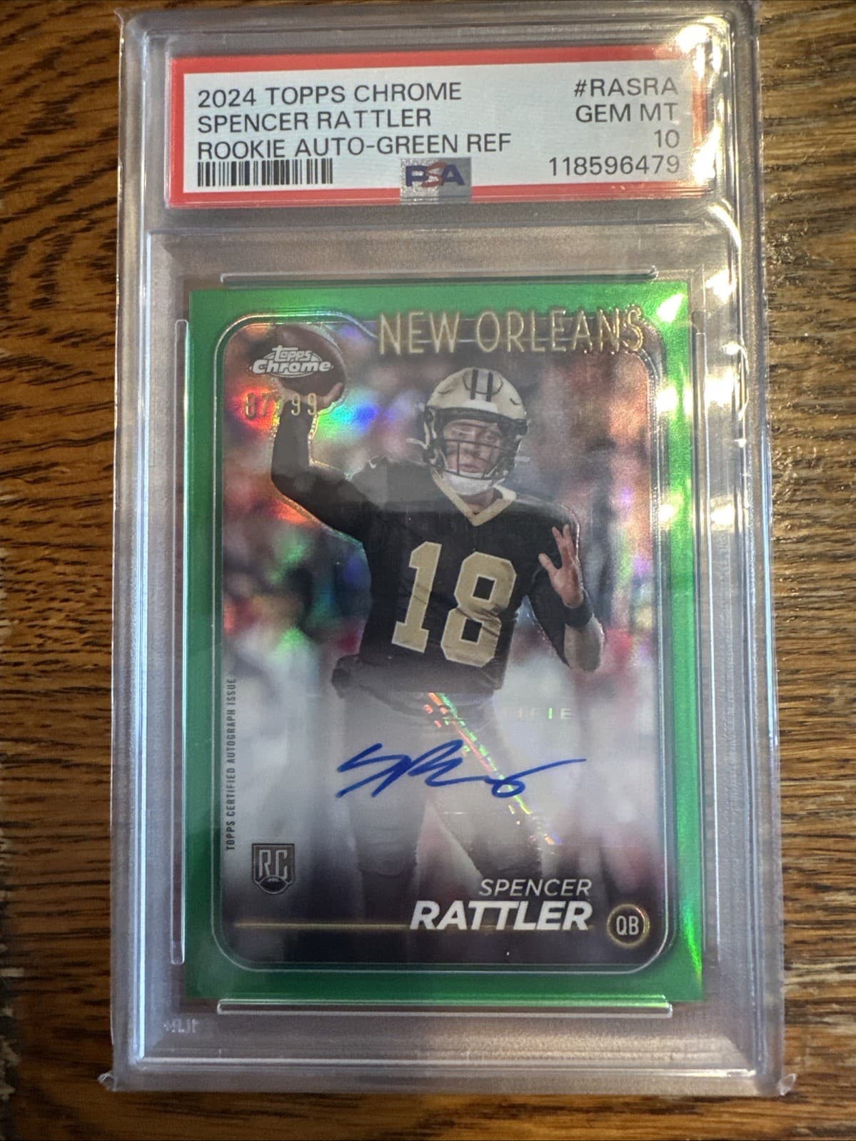 Spencer Rattler Topps Chrome Rookie Autographs Variations #RASRA Green Refractor