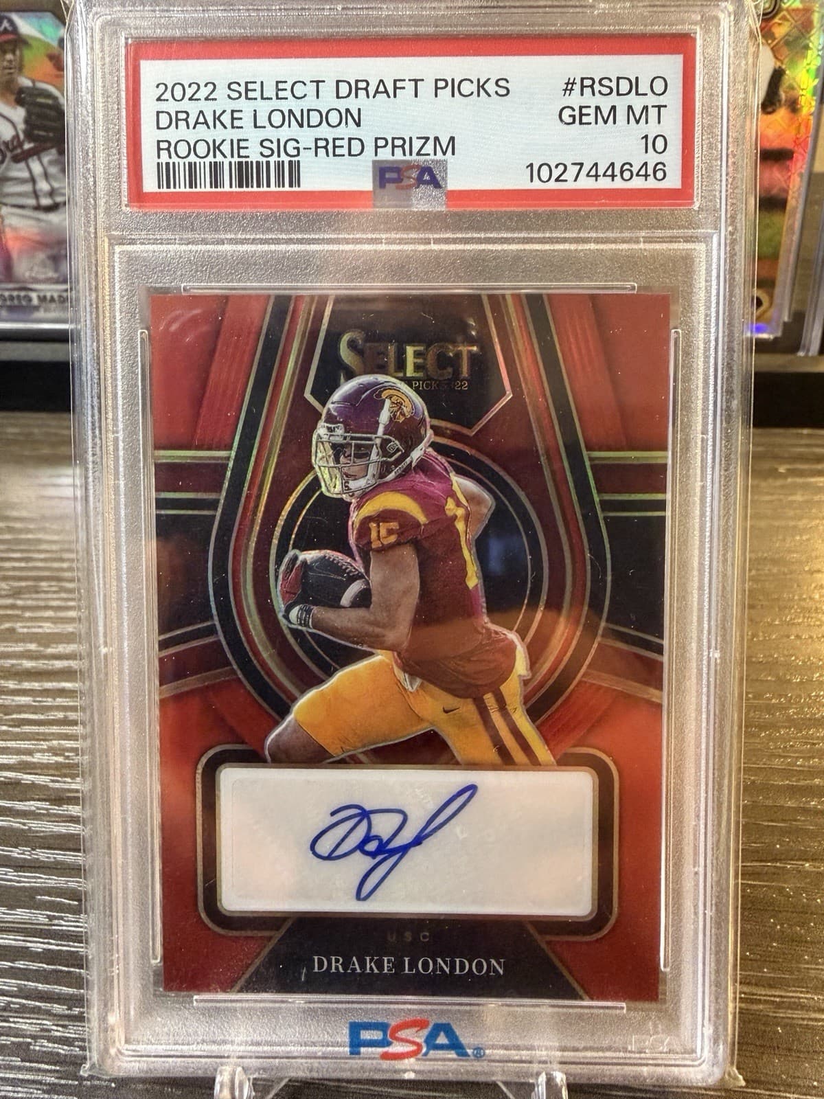 Drake London Panini Select Draft Picks Rookie Signatures #RSDLO Red Prizm