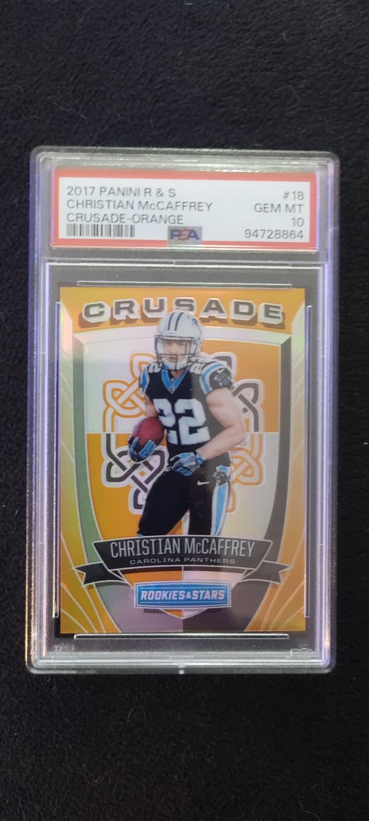Christian McCaffrey Panini Rookies & Stars Crusade #18 Orange
