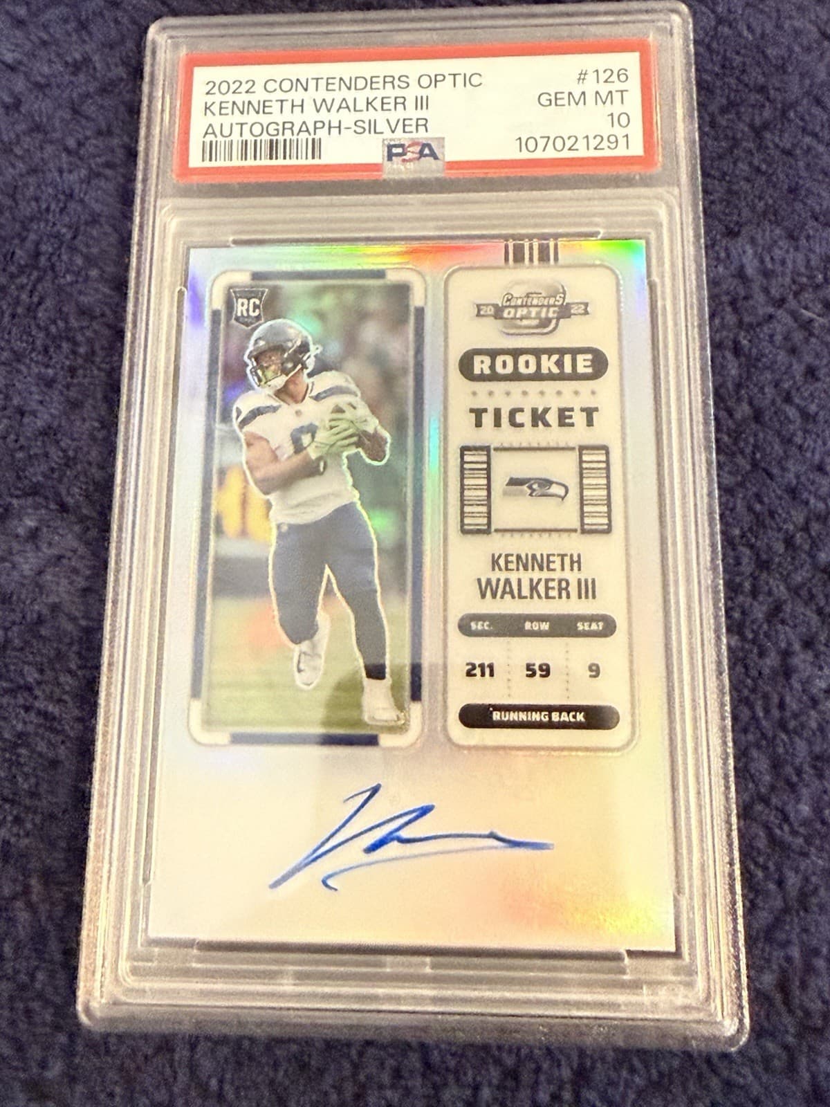 Kenneth Walker III Panini Contenders Optic #126 Autograph-Silver