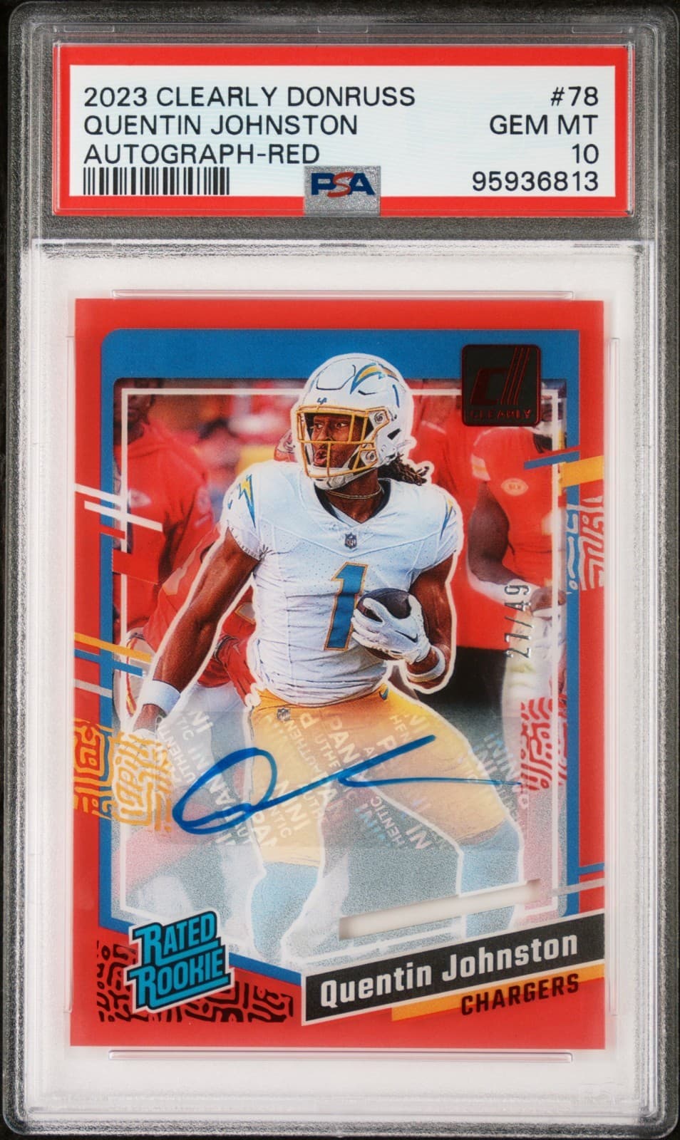 Quentin Johnston Panini Clearly Donruss #78 Autograph-Red