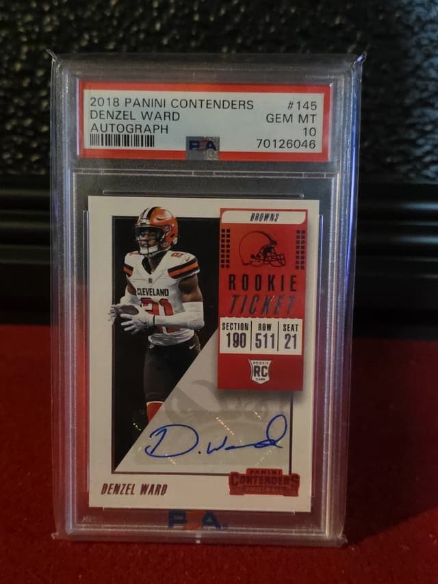 Denzel Ward Panini Contenders #145 Autograph