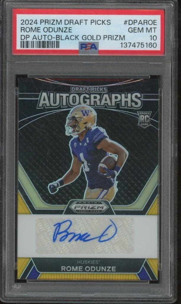 Rome Odunze Panini Prizm Draft Picks Draft Picks Autographs #DPAROE Black Gold Prizm