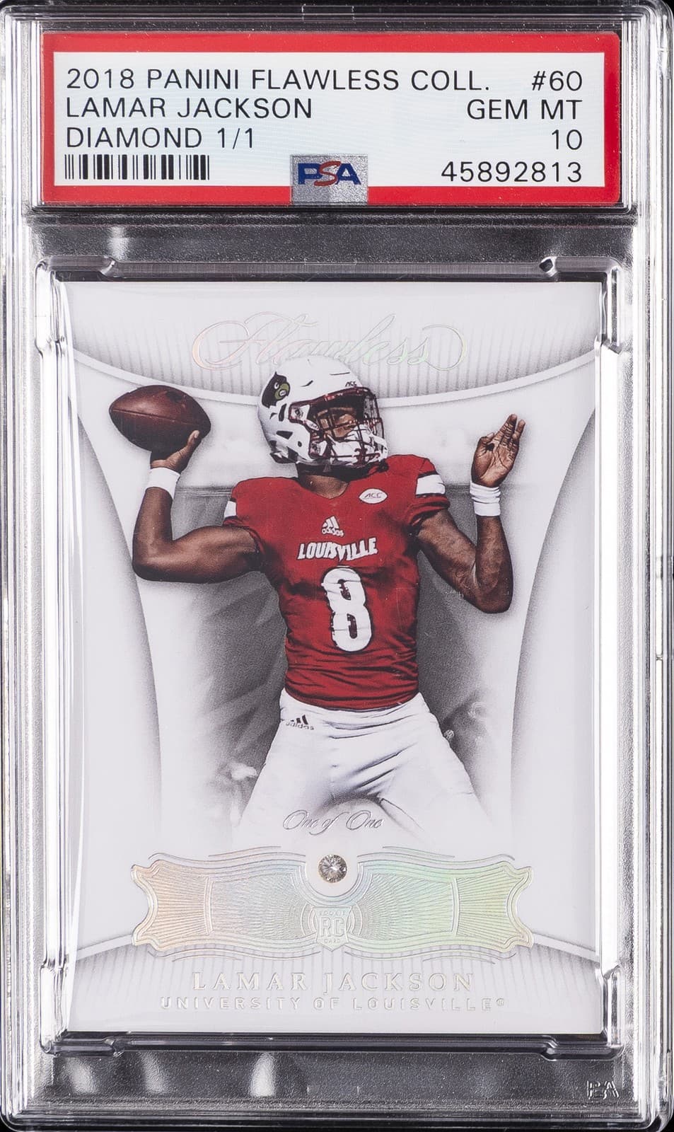 Lamar Jackson Panini Flawless Collegiate #60 Diamond 1/1