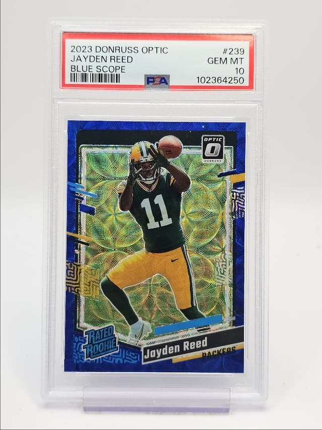 Jayden Reed Panini Donruss Optic #239 Blue Scope