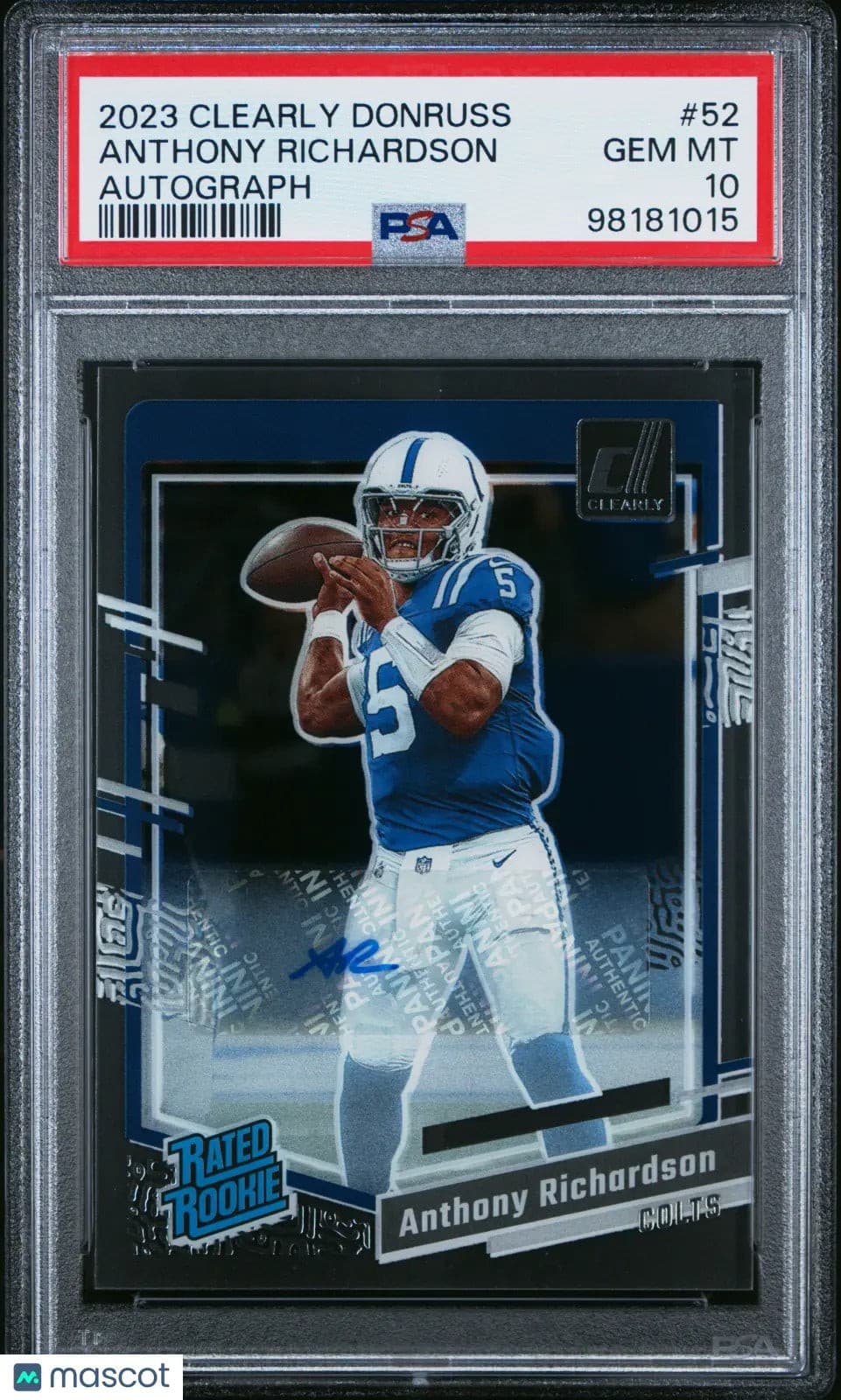 Anthony Richardson Panini Clearly Donruss #52 Autograph