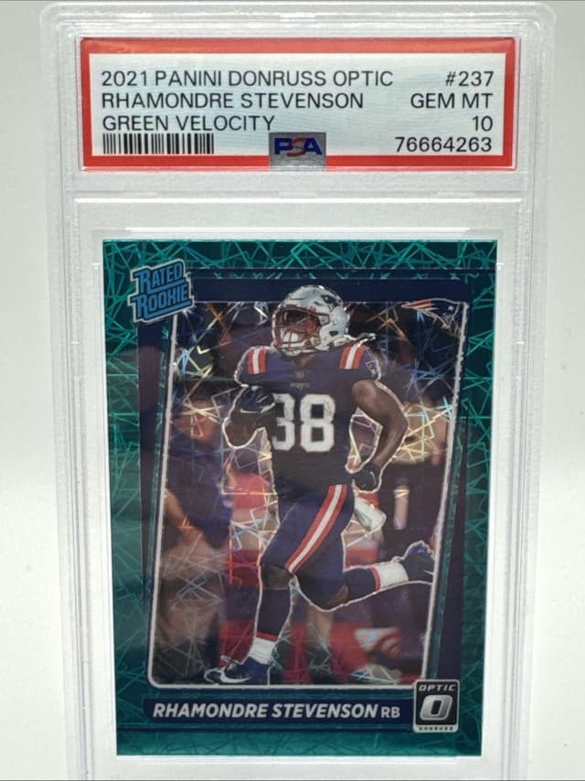 Rhamondre Stevenson Panini Donruss Optic #237 Green Velocity