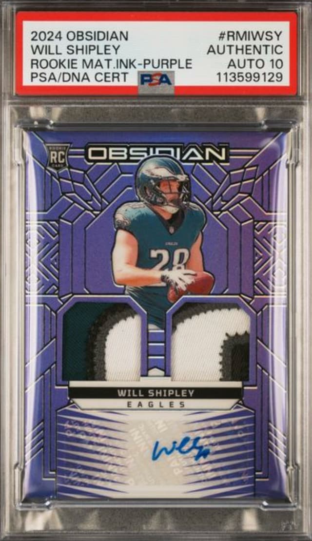 Will Shipley Panini Obsidian Rookie Materials Ink #RMIWSY Purple