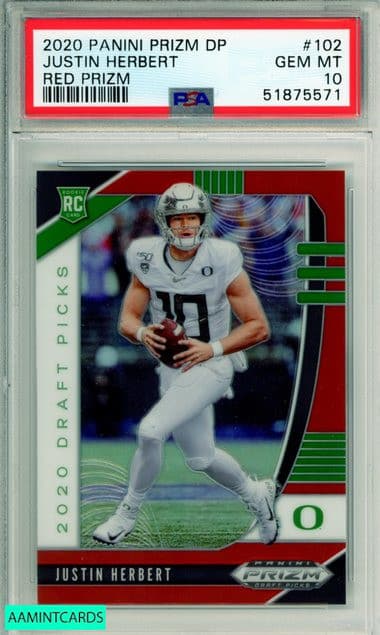 Justin Herbert Panini Prizm Draft Picks #102 Red Prizm