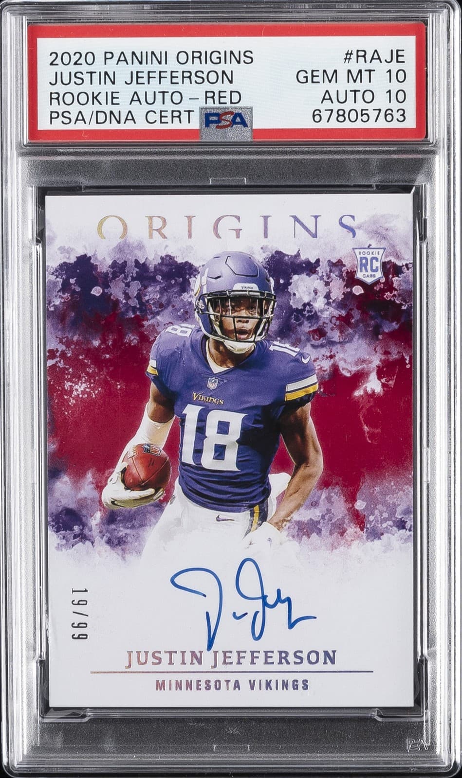 Justin Jefferson Panini Origins Rookie Autographs #RAJE Red