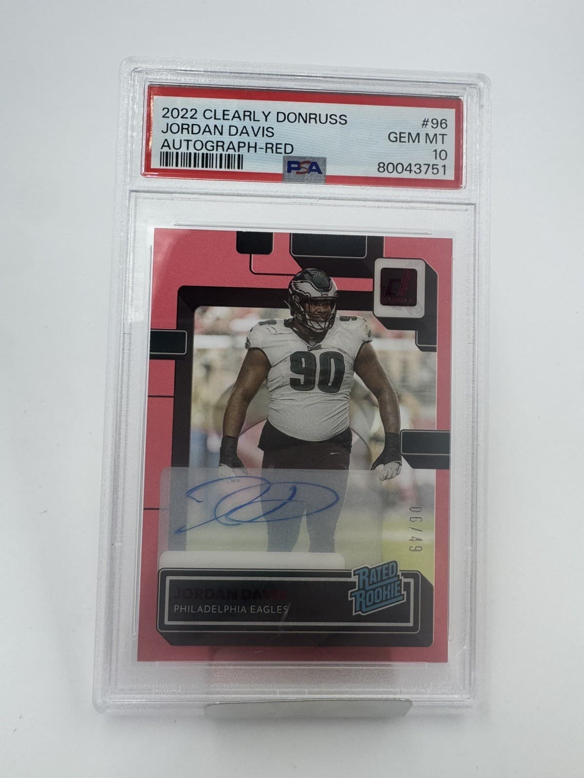 Jordan Davis Panini Clearly Donruss #96 Autograph-Red