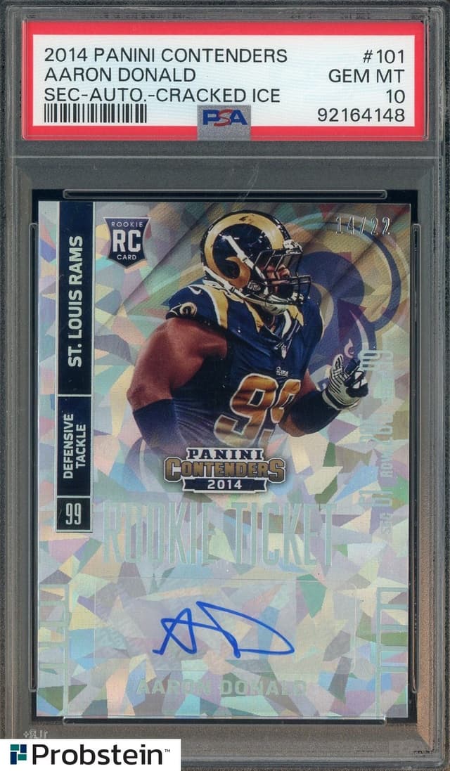 Aaron Donald Panini Contenders #101 Sec-Autograph-Cracked Ice