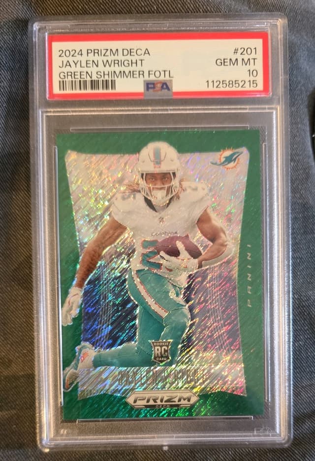 Jaylen Wright Panini Prizm Deca #201 Green Shimmer Fotl
