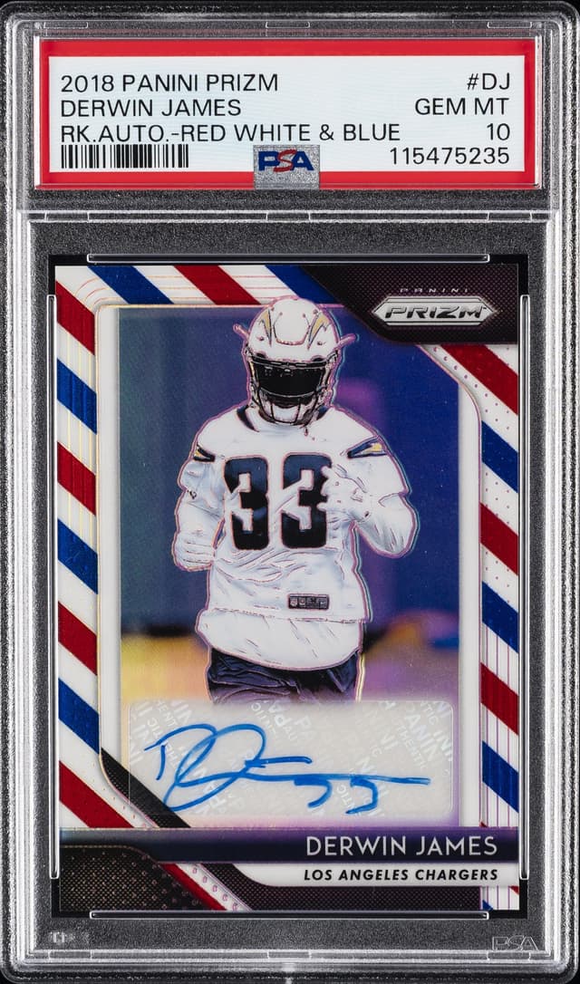 Derwin James Panini Prizm Rookie Autographs #DJ Red/White/Blue
