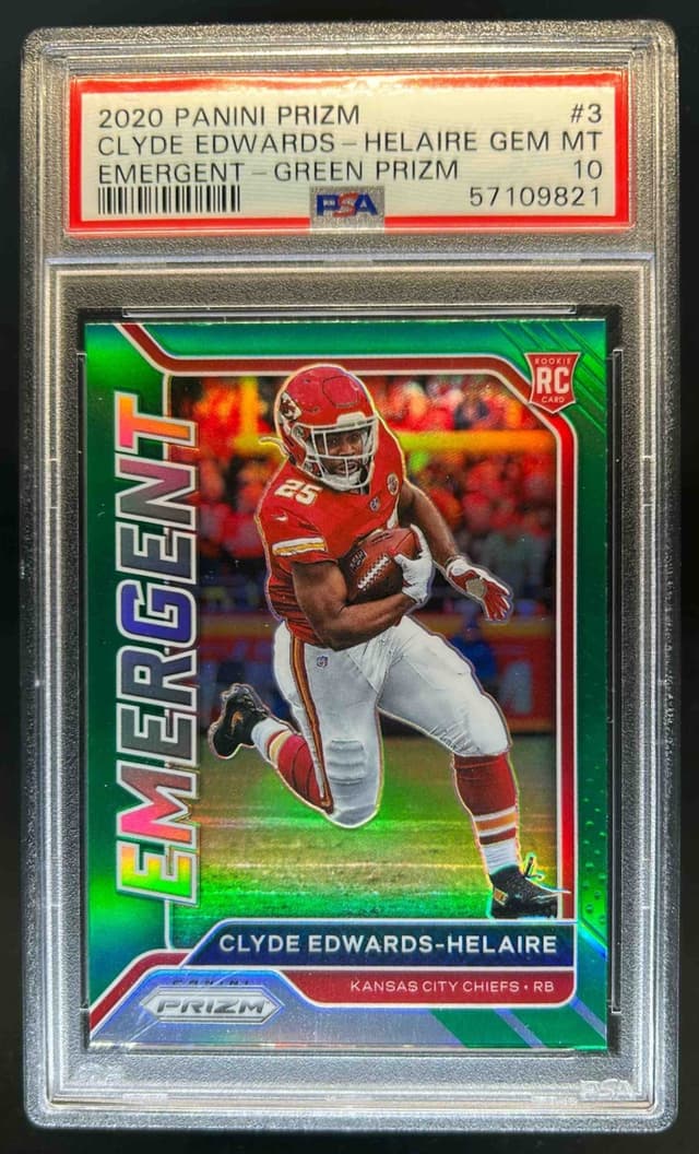 Clyde Edwards-Helaire Panini Prizm Emergent #3 Green Prizm