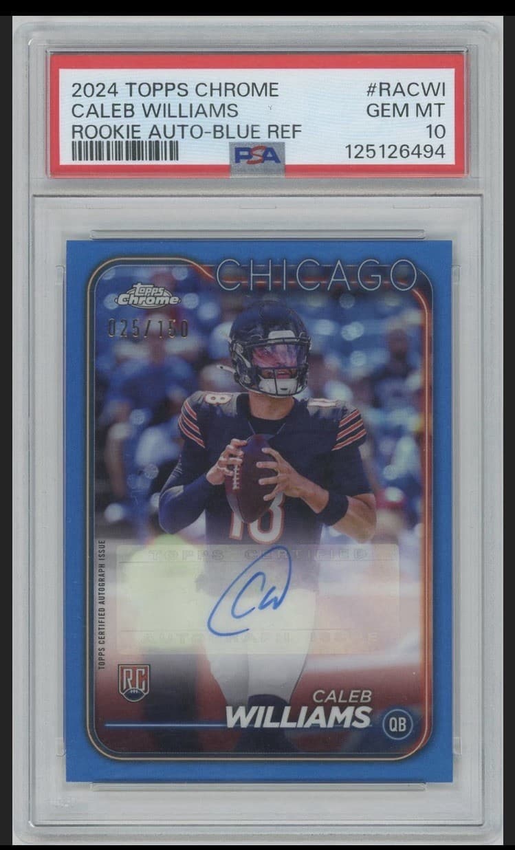 Caleb Williams Topps Chrome Rookie Autographs Variations #RACWI Blue Refractor