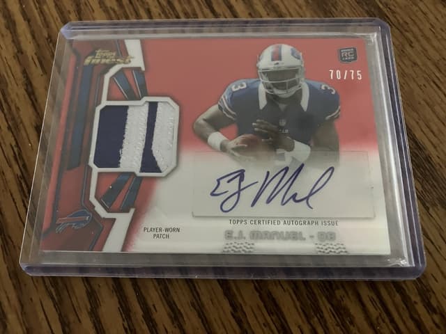 EJ Manuel Finest Rookie Autograph Patch #EJM Gold Refractor