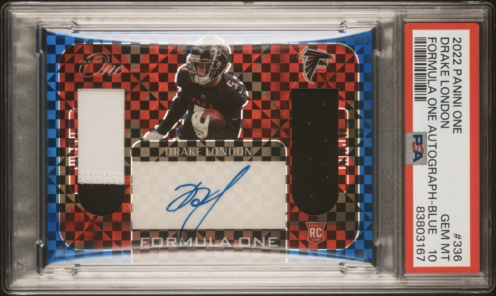 Drake London Panini One #336 Formula One Autograph-Blue