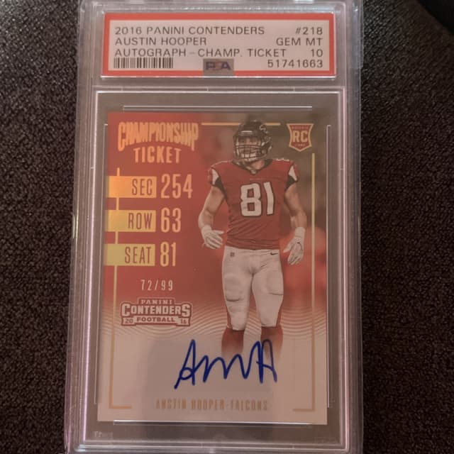 Austin Hooper Panini Contenders #218 Autograph-Championship Ticket
