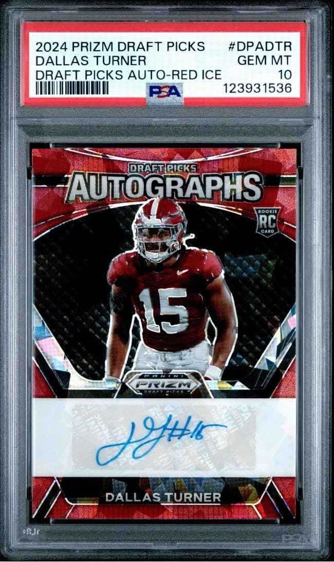 Dallas Turner Panini Prizm Draft Picks Draft Picks Autographs #DPADTR Red Ice