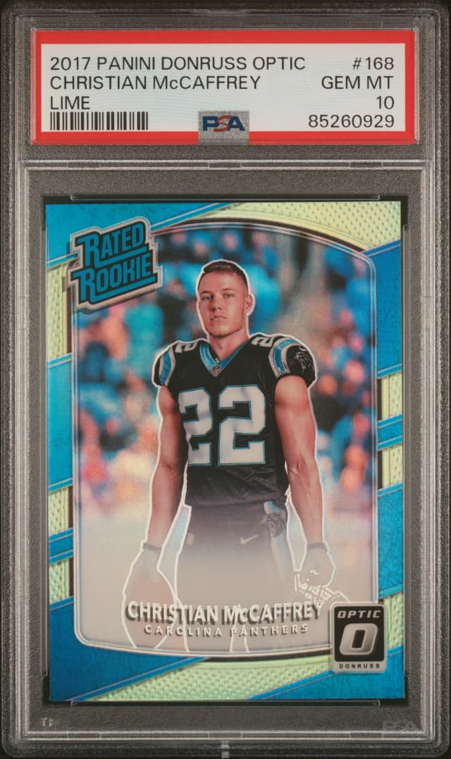 Christian McCaffrey Panini Donruss Optic #168 Holo