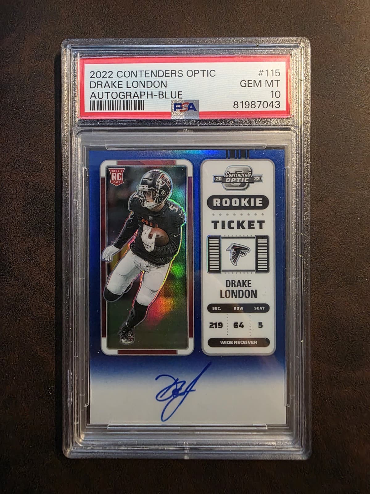 Drake London Panini Contenders Optic #115 Autograph-Blue