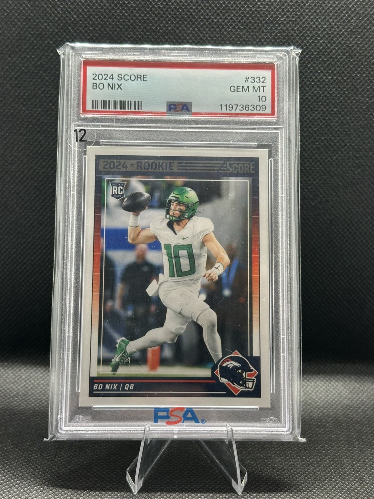 Bo Nix Panini Score #332 Scorecard
