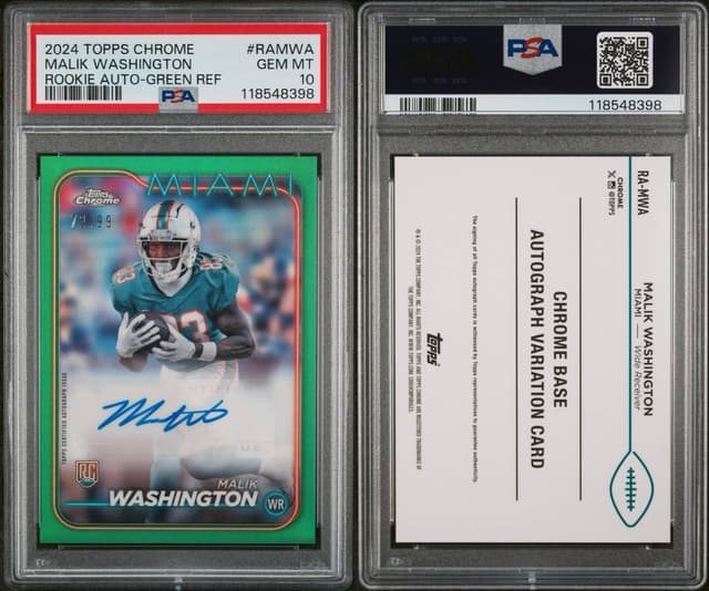 Malik Washington Topps Chrome Rookie Autographs Variations #RAMWA Green Refractor