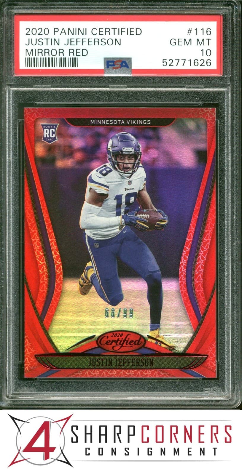 Justin Jefferson Panini Certified #116 Mirror Red