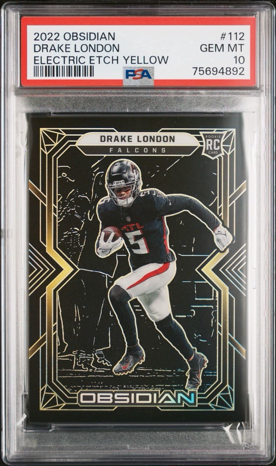 Drake London Panini Obsidian #112 Electric Etch Yellow