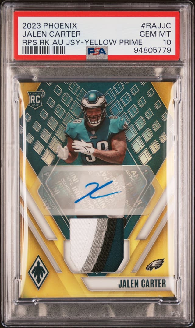 Jalen Carter Panini Phoenix Rps Rookie Auto Jersey #RAJJC Yellow Prime